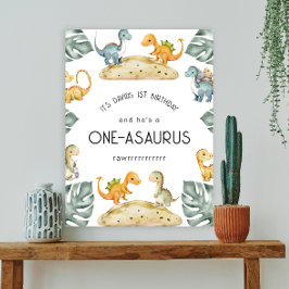 Dinosaur First Birthday Oneasaurus Party Poster