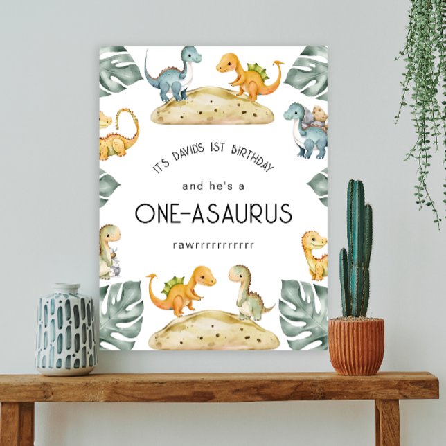 Dinosaur First Birthday Oneasaurus Party Poster (Skapare uppladdad)
