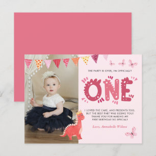 Dinosaur First Birthday Photo Tack Vykort