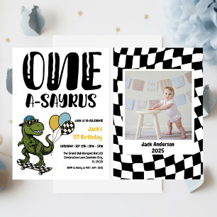 Dinosaur First Birthday, Skateboard Dinos 1 st Inbjudningar