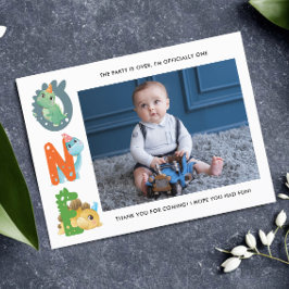Dinosaur First Birthday Tack Vykort