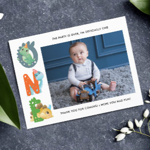 Dinosaur First Birthday Tack Vykort