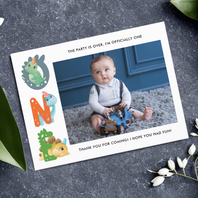 Dinosaur First Birthday Tack Vykort (Skapare uppladdad)