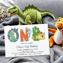 Dinosaur First Födelsedagsfest inbjudan