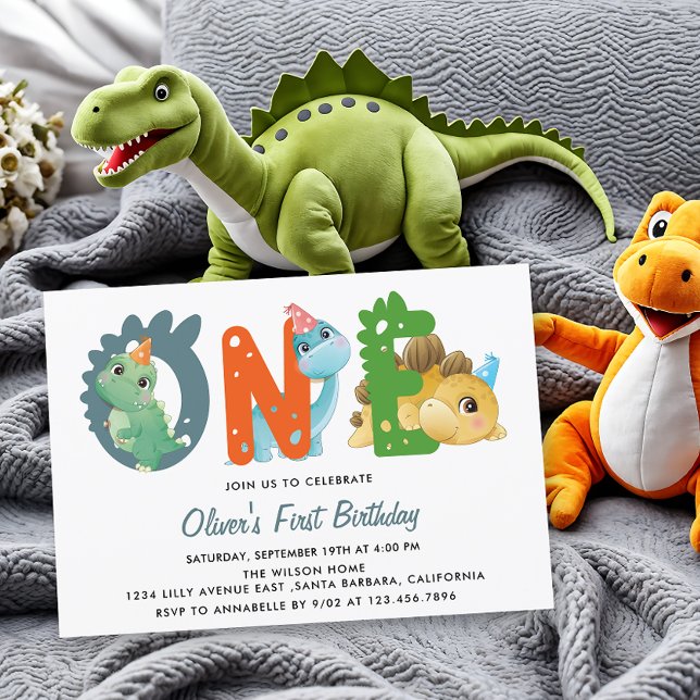Dinosaur First Födelsedagsfest inbjudan (Skapare uppladdad)
