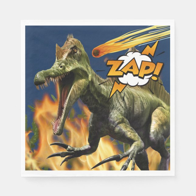 Dinosaur flames t-rex zap meteor fire boys pappersservett (Framsidan)