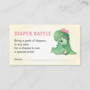Dinosaur Flicka Shower Diaper Raffle Biljett Tilläggskort