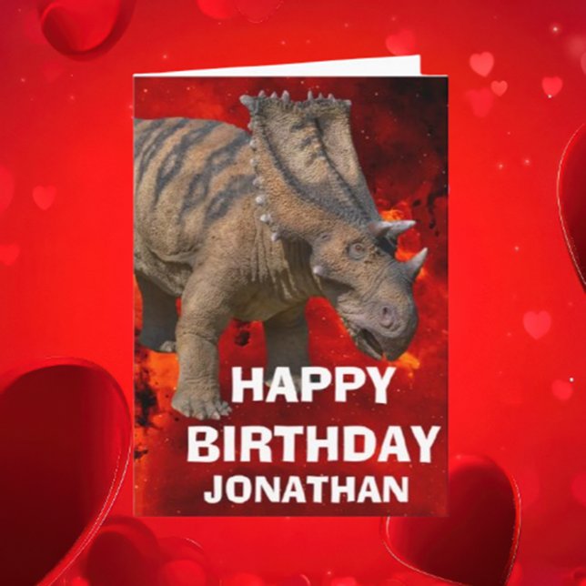 Dinosaur-födelsedag Bra Kort (a special birthday card for you featuring none other than a TRICERATOPS! )