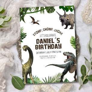 Dinosaur födelsedag Jurassic Stamp Chomp och rytan Inbjudningar