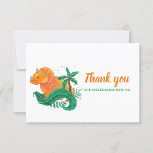 Dinosaur födelsedag Orange Triceratops Tack Kort