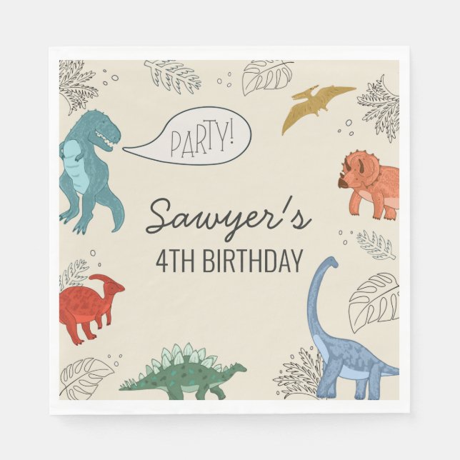 Dinosaur födelsedag pappers servetter (Framsidan)