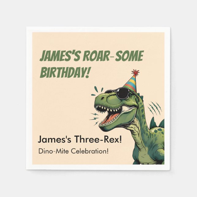 Dinosaur födelsedag pappersservett barnkalas (Framsidan)