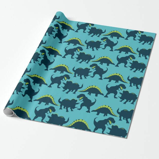 Dinosaur födelsedag Papprare Presentpapper (Utrullad)