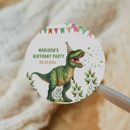 Dinosaur födelsedag runt klistermärke