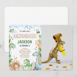 Dinosaur Födelsedags Foto Inbjudan