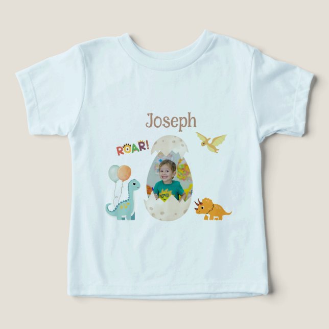 Dinosaur Födelsedags Outfit för Småbarn - Anpassat T Shirt (Design Framsida)