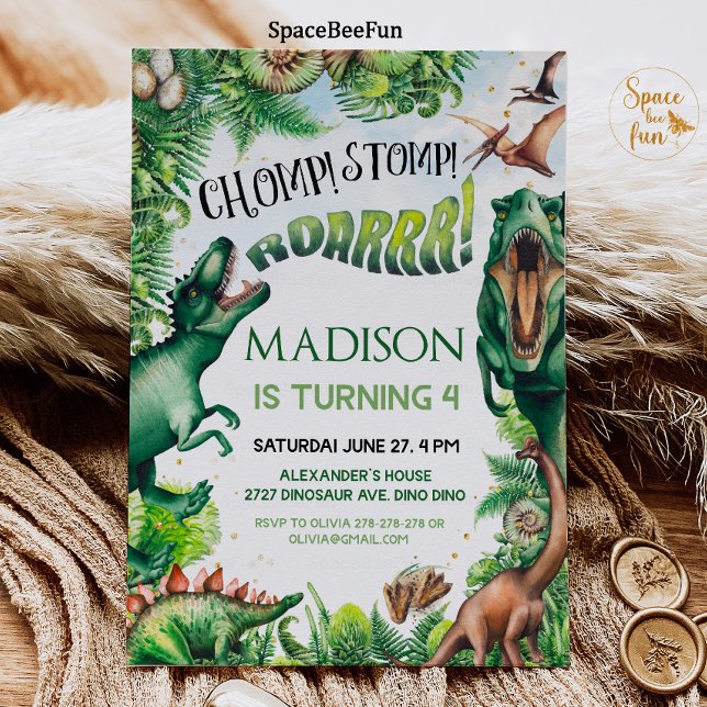 Dinosaur Födelsedags Patty Inbjudan Pojke Safari D (Skapare uppladdad)
