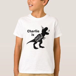 Dinosaur Födelsedags T-Shirt Three A Saurus