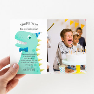 Dinosaur Födelsedagsfest Anpassad Foto Tack Kort