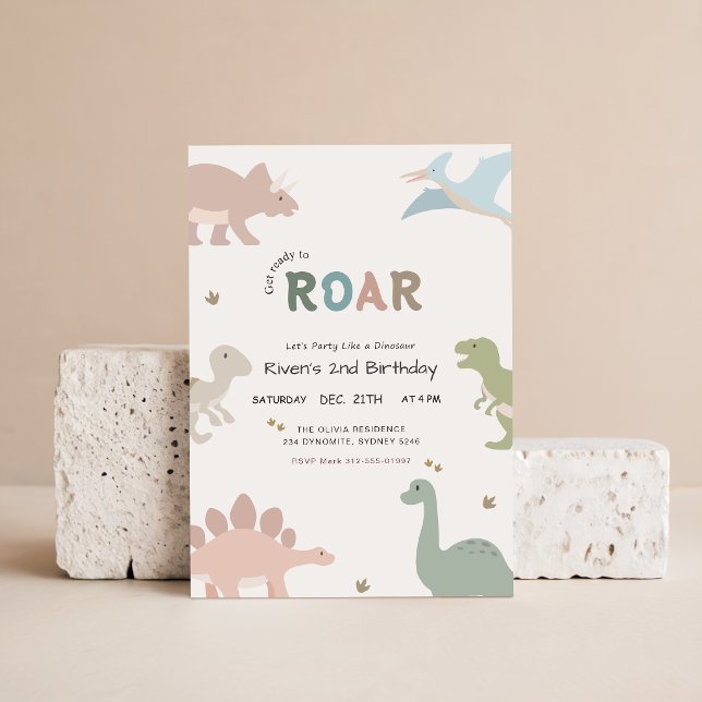 Dinosaur Födelsedagsfest Bebis Barn 2-årsdag Inbjudningar (Skapare uppladdad)