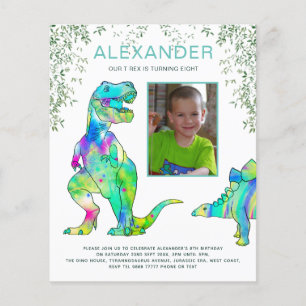 Dinosaur Födelsedagsfest Budget Inbjudan Flygblad