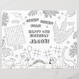 Dinosaur Födelsedagsfest Färgläggning Placemat
