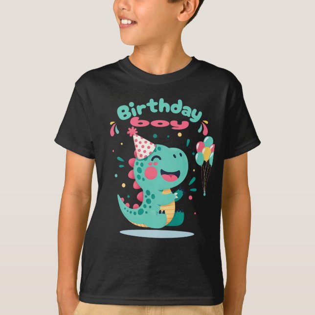 Dinosaur födelsedagsfest för pojkar T-shirt | Dino (Framsida)