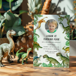 Dinosaur födelsedagsfest foto inbjudningar
