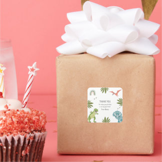 Dinosaur-Födelsedagsfest Fyrkantigt Klistermärke