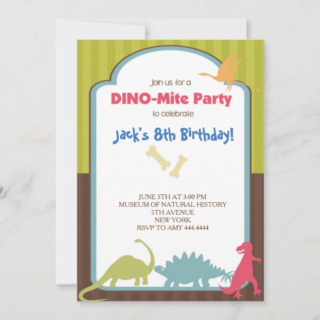Dinosaur Födelsedagsfest inbjudan (Framsida)