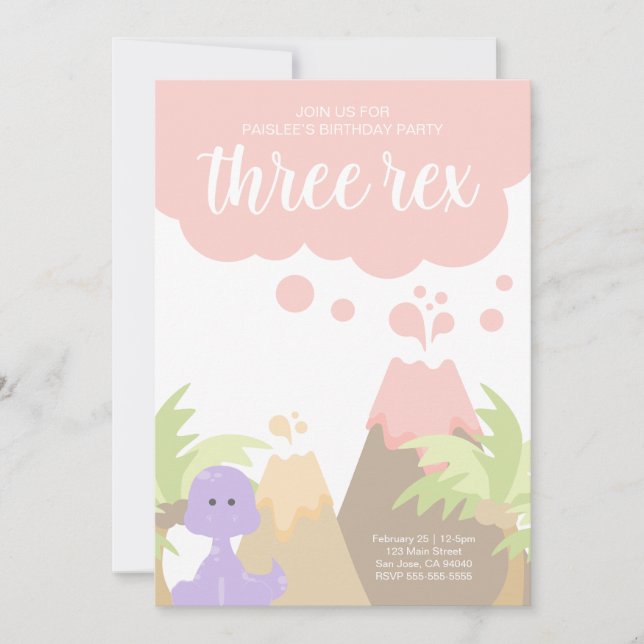 Dinosaur Födelsedagsfest inbjudan (Framsida)