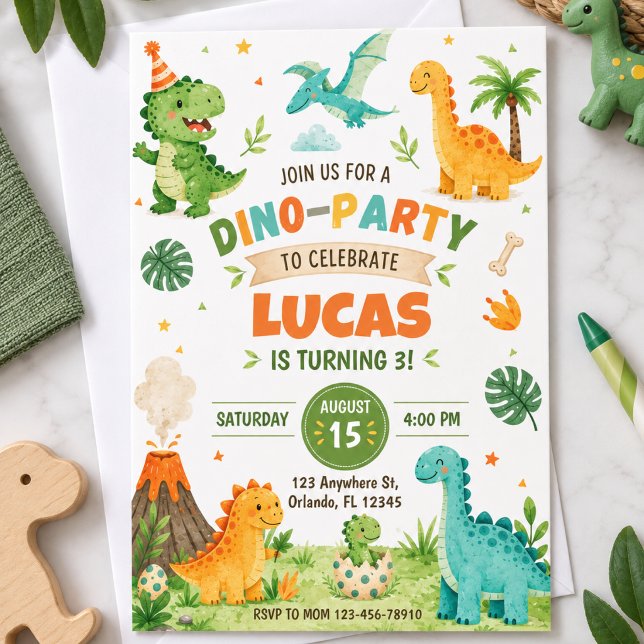 Dinosaur födelsedagsfest inbjudan (Skapare uppladdad)