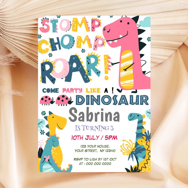 Dinosaur Födelsedagsfest inbjudan (Skapare uppladdad)
