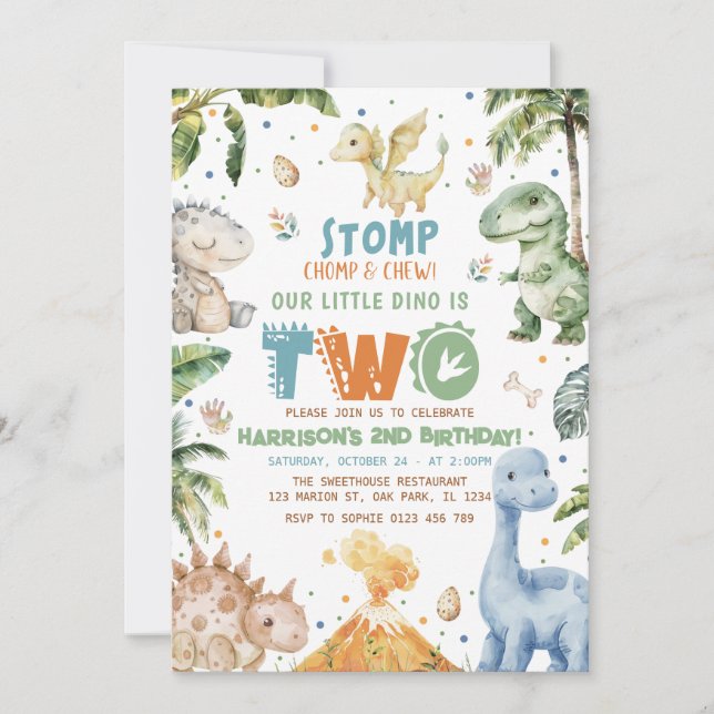 Dinosaur Födelsedagsfest inbjudan (Framsida)