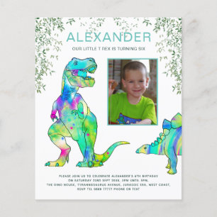 Dinosaur Födelsedagsfest inbjudan Flygblad