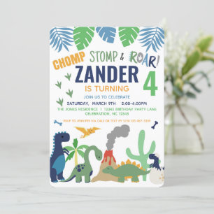Dinosaur Födelsedagsfest inbjudan för Boy