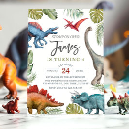 Dinosaur Födelsedagsfest inbjudan Template, Dinos