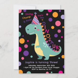 Dinosaur Födelsedagsfest Kids Fold Inbjudningar