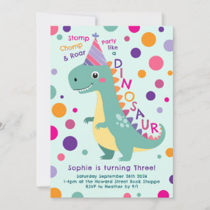 Dinosaur Födelsedagsfest Kids Inbjudningar