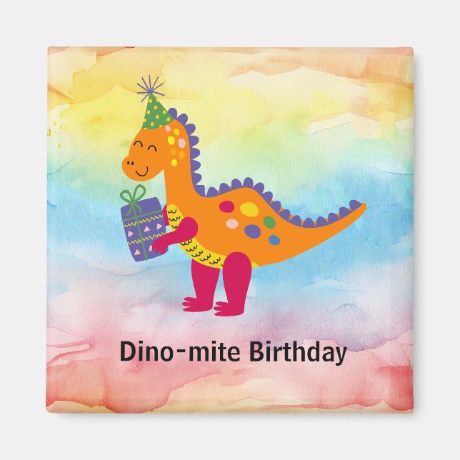 Dinosaur-Födelsedagsfest Magnet (Framsidan)