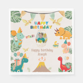 Dinosaur Födelsedagsfest Napkins - Anpassningsbar Pappersservett