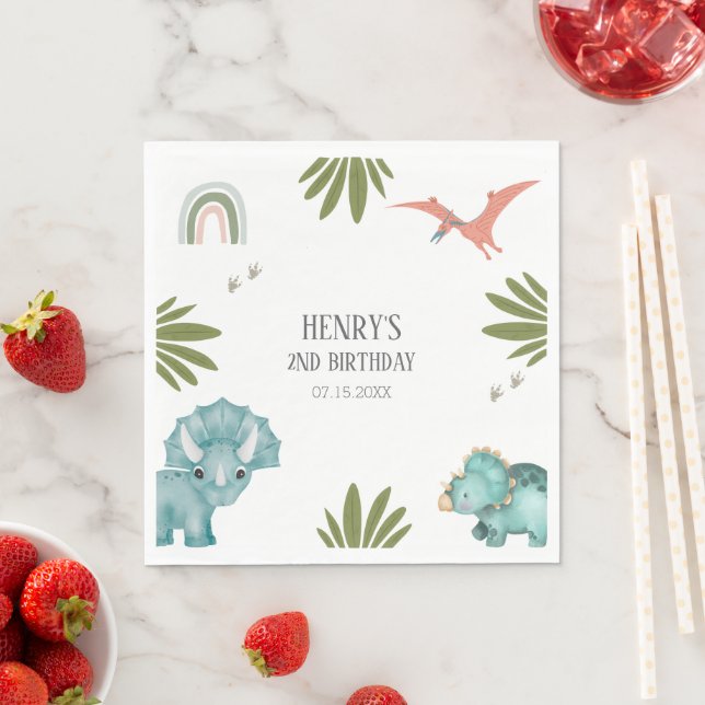 Dinosaur-Födelsedagsfest Pappersservett (Insitu)