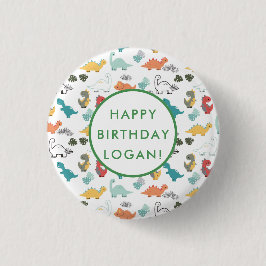 Dinosaur Födelsedagsfest Photo Knapp