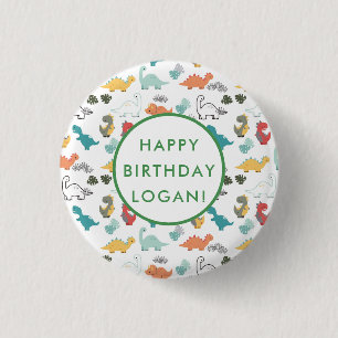 Dinosaur Födelsedagsfest Photo Knapp