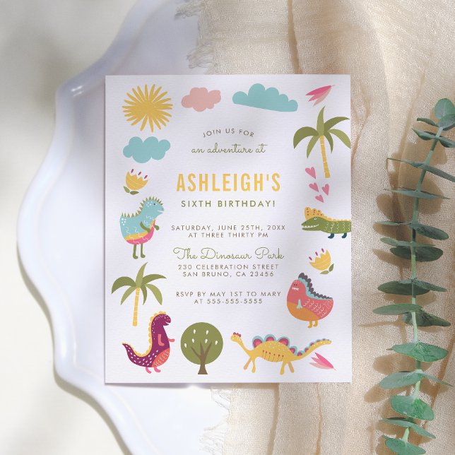 Dinosaur födelsedagsfest | Pojk eller flick födels Inbjudan Vykort (Skapare uppladdad)