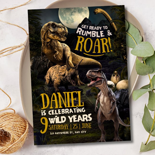 Dinosaur-Födelsedagsfest, Raring T Rex Jurassic Inbjudningar (Skapare uppladdad)