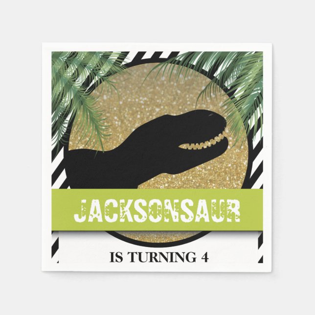 Dinosaur-Födelsedagsfest, stripe Pappersservett (Framsidan)