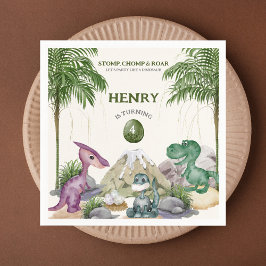 Dinosaur Födelsedagsfest T-rex Vattenfärg Pappersservett
