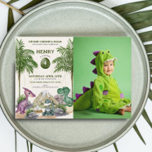 Dinosaur Födelsedagsfest T-rex vattenfärgsfoto