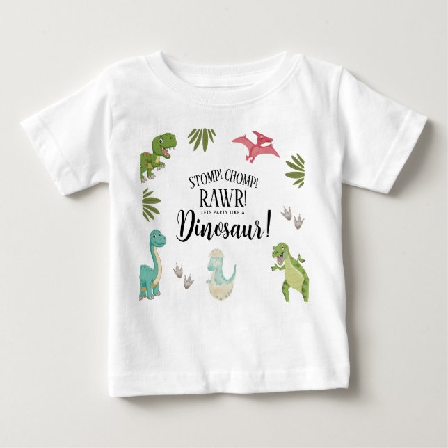 Dinosaur födelsedagsfest t shirt (Framsida)